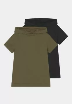 Friboo Niños BOYS HOODED TEE 2 PACK - Camiseta Estampada - Khaki/black