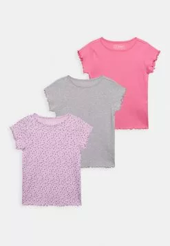 Friboo Niños 3 PACK GIRL RIB TEE - Camiseta Básica - Purple - 404_pink - 402_grey - 102