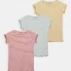 Friboo Niños 3 PACK GIRL RIB TEE - Camiseta Básica - Blue - 502_yellow - 202_pink - 402